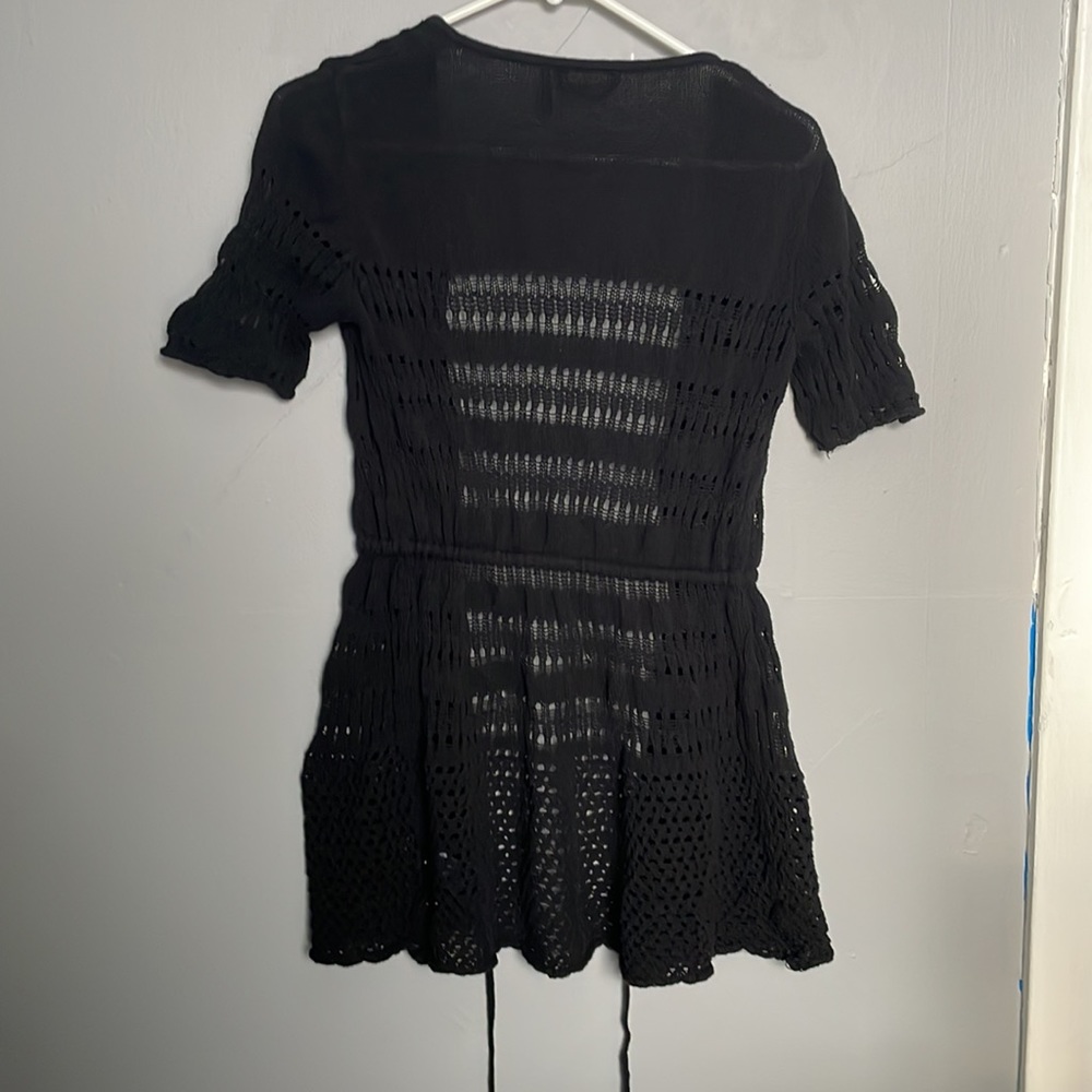 Daisy Fuentes M Open Front Waist Drawstring Cardigan Sweater cottage Scandi - Picture 7 of 7